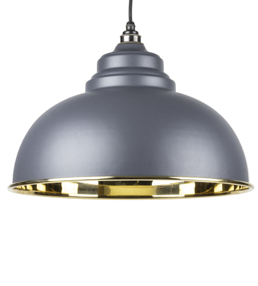 From The Anvil Dark Grey & Smooth Brass Harborne Pendant