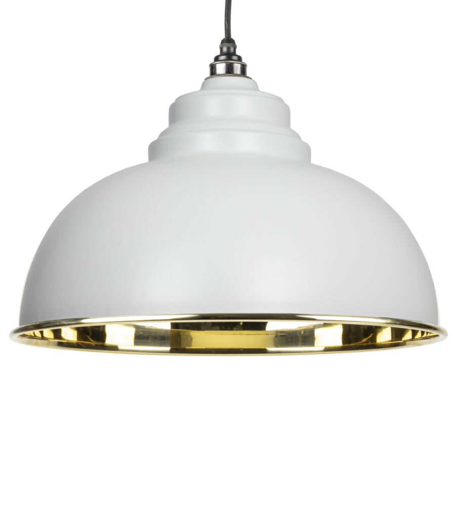 From The Anvil Light Grey & Smooth Brass Harborne Pendant