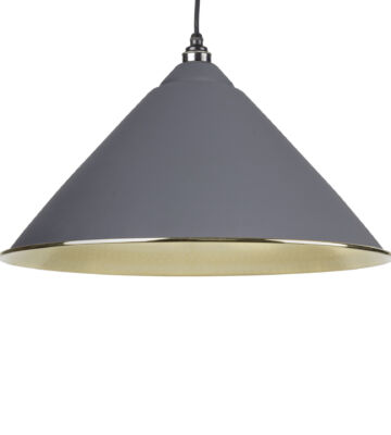 From The Anvil Dark Grey & Hammered Brass Hockley Pendant