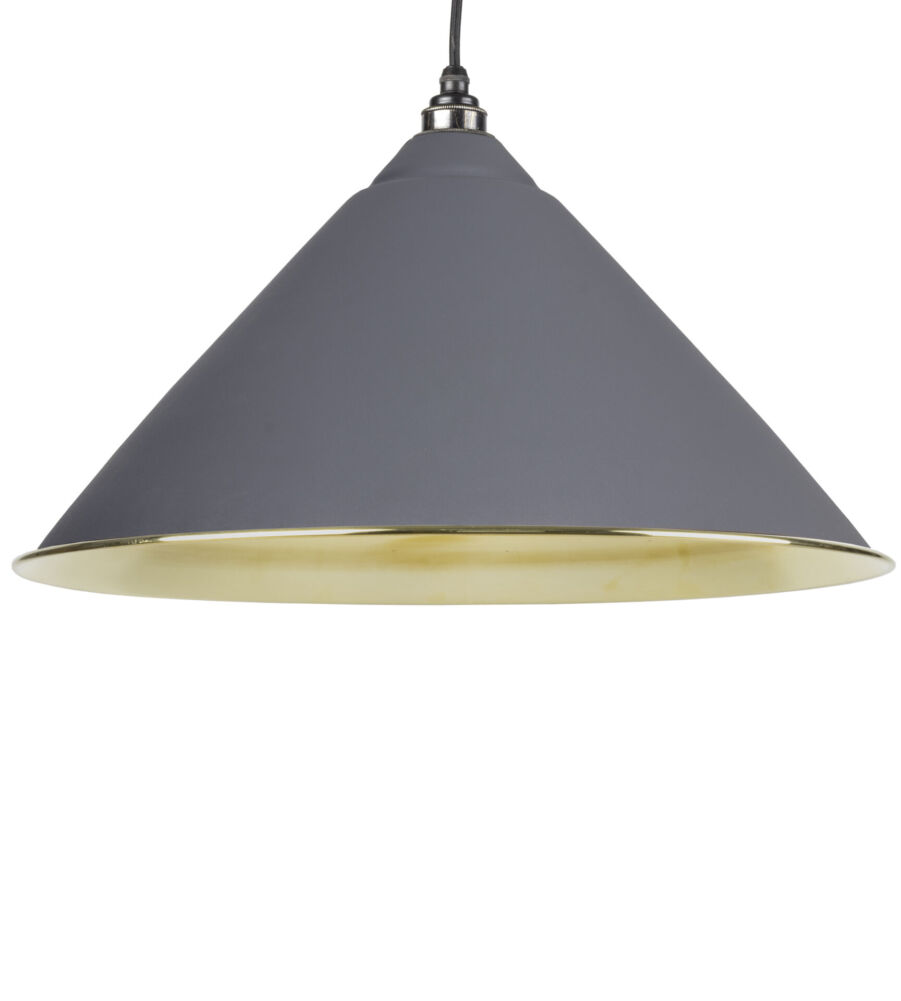 From The Anvil Dark Grey & Smooth Brass Hockley Pendant