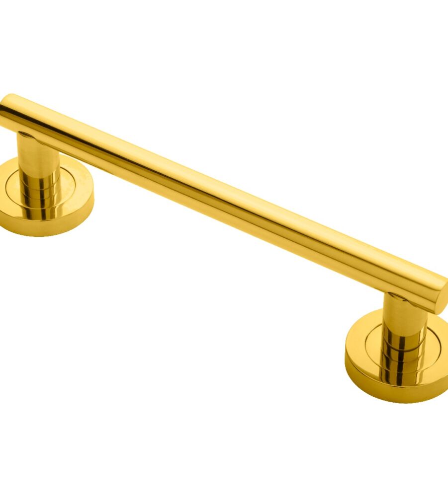 CARLISLE BRASS AA14A CALLA - PULL HANDLE ON ROSE (CONCEALED FIX) OVERALL LENGTH 250MM.(200MM C/C) OTL (POLISHED BRASS) 250L