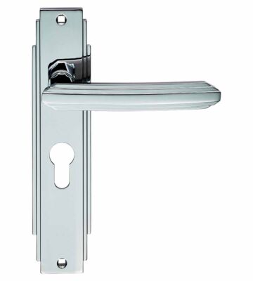 Carlisle Brass ADR011YCP Art Deco Lever On Backplate – Lock Euro Profile 47.5mm C/C 205 X 45mm – Pair