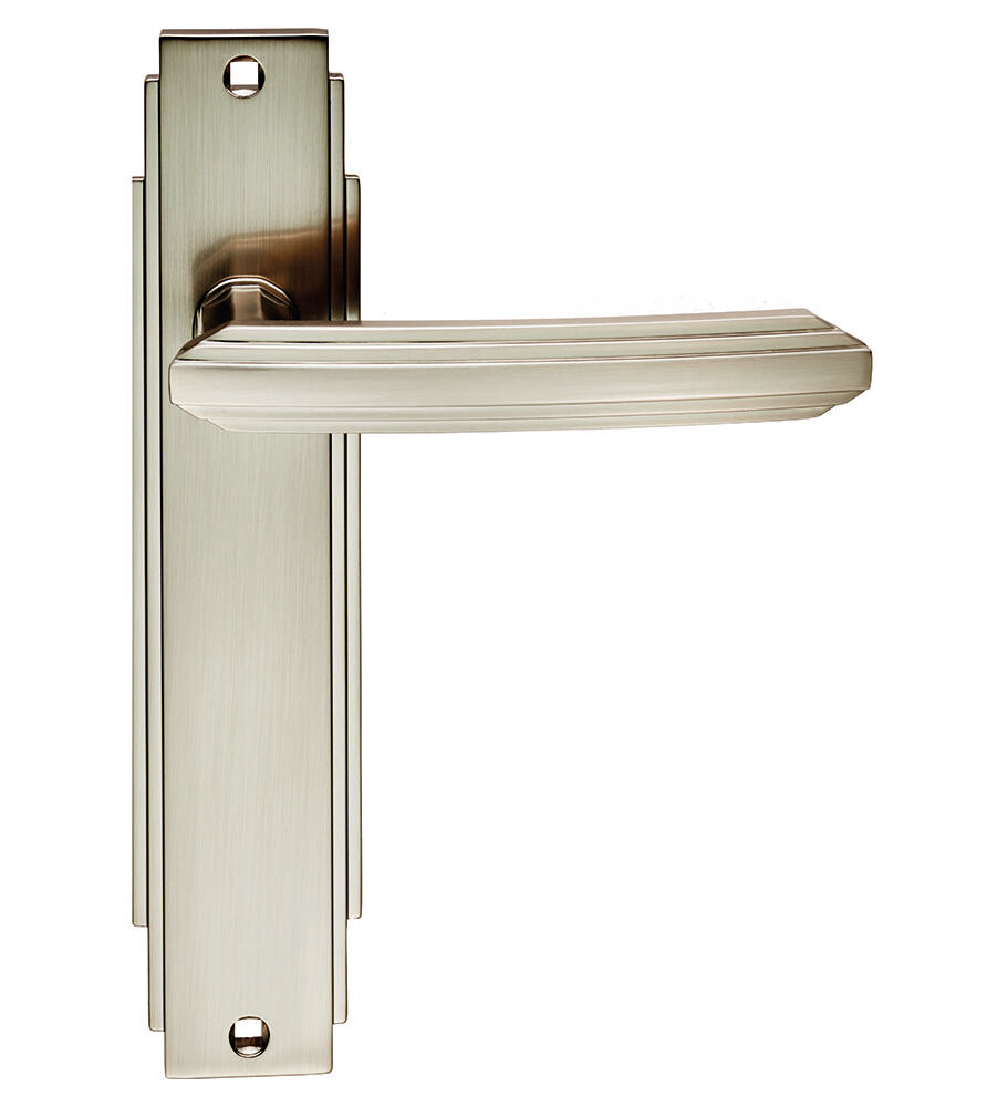 CARLISLE BRASS ADR012SN ART DECO LEVER ON BACKPLATE - LATCH   205 X 45MM - PAIR