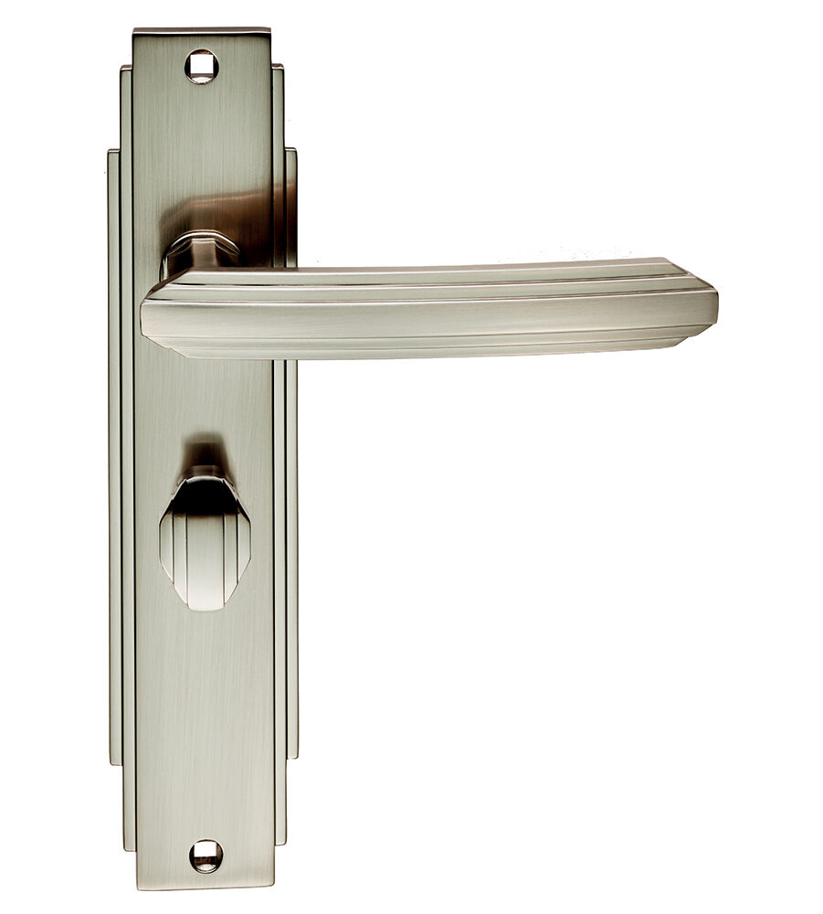 CARLISLE BRASS ADR013SN ART DECO LEVER ON BACKPLATE - BATHROOM 57MM C/C  205 X 45MM - PAIR