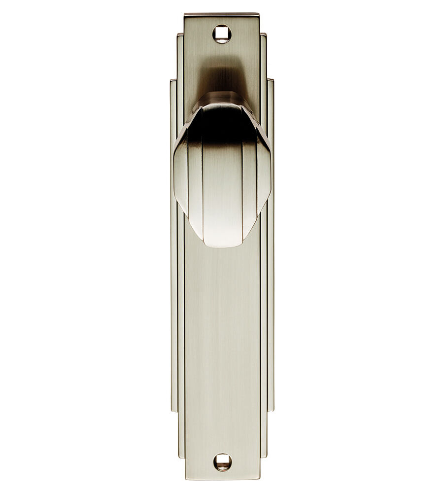 CARLISLE BRASS ADR022SN ART DECO KNOB ON BACKPLATE - LATCH  205 X 45MM - PAIR