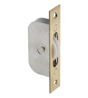 Carlisle Brass AQ92 Sash Window Axle Pulley No 2 Square Polished Brass Forend With Nylon Wheel 117mm X 25mm