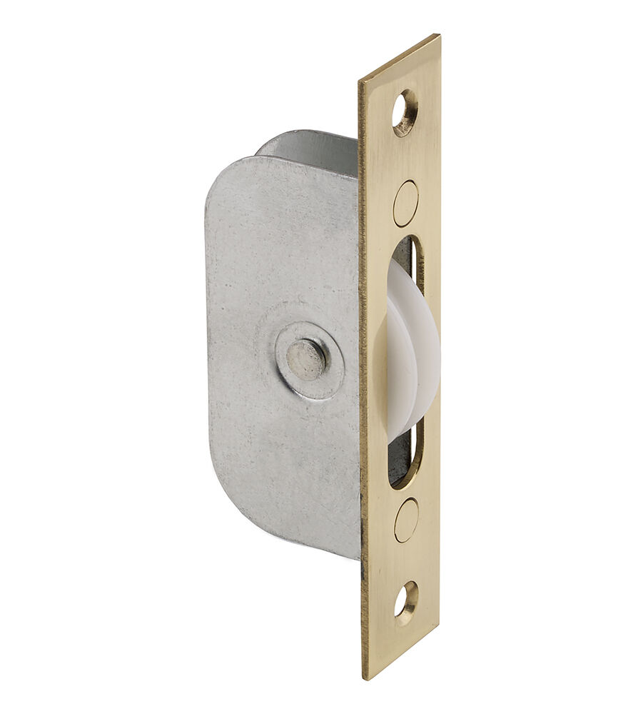 CARLISLE BRASS AQ92 SASH WINDOW AXLE PULLEY NO 2 SQUARE POLISHED BRASS FOREND WITH NYLON WHEEL 117MM X 25MM