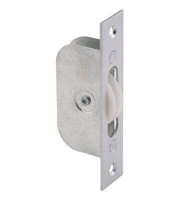 Carlisle Brass AQ92SC Sash Window Axle Pulley No 2 Square Satin Chrome Forend With Nylon Wheel 117mm X 25mm