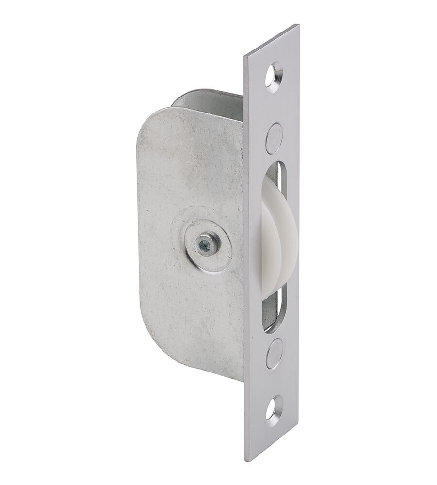 CARLISLE BRASS AQ92SC SASH WINDOW AXLE PULLEY NO 2 SQUARE SATIN CHROME FOREND WITH NYLON WHEEL 117MM X 25MM