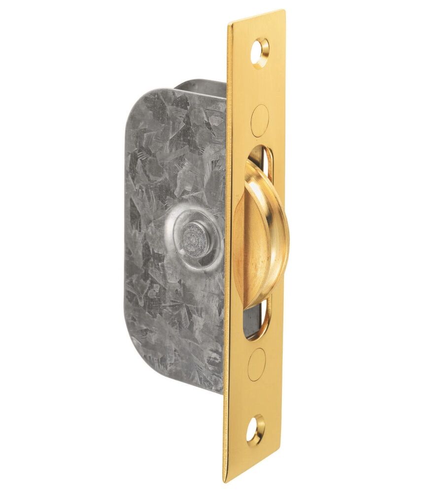 CARLISLE BRASS AQ93 SASH WINDOW AXLE PULLEY NO 3 SQUARE POLISHED BRASS FOREND WITH BRASS WHEEL 117MM X 25MM