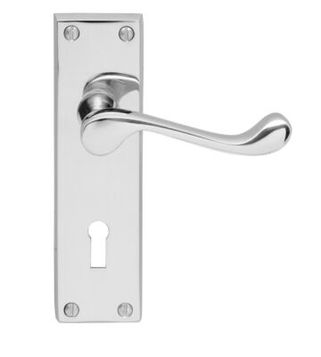 Carlisle Brass CBS54CP/BP Victorian Scroll Lever On Backplate – Lock 57mm C/C (Contract Range) 152 X 38mm – Pair