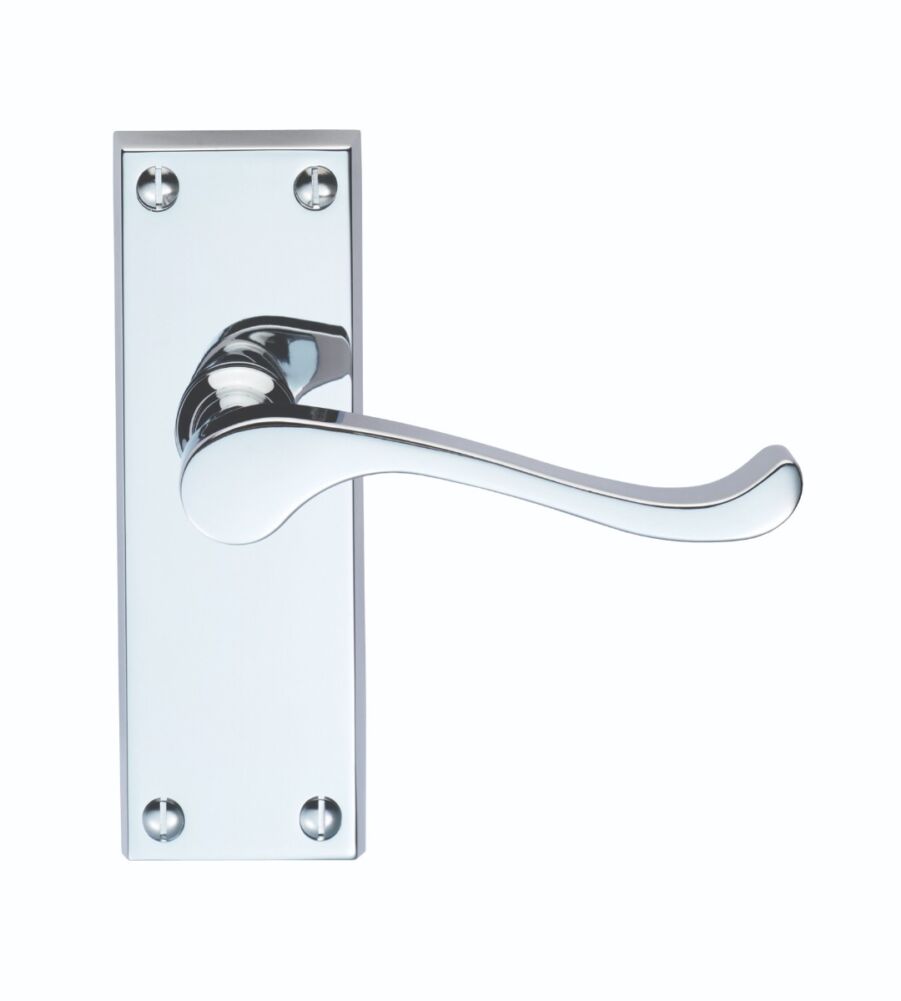 CARLISLE BRASS CBS55CP/BP VICTORIAN SCROLL LEVER ON BACKPLATE - LATCH (CONTRACT RANGE) 115 X 40MM - PAIR