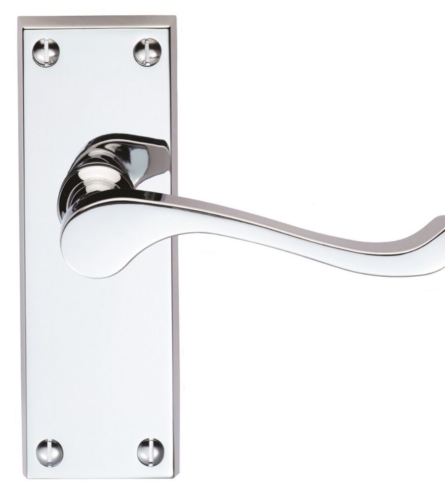 CARLISLE BRASS CBS55CP VICTORIAN SCROLL LEVER ON BACKPLATE - LATCH (CONTRACT RANGE) 120MM X 40MM - PAIR