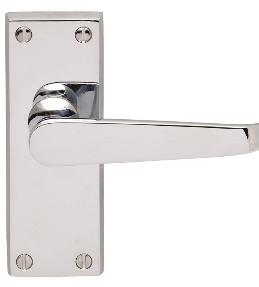 CARLISLE BRASS CBV31CP VICTORIAN FLAT LEVER ON BACKPLATE - LATCH (CONTRACT RANGE) 120MM X 40MM - PAIR