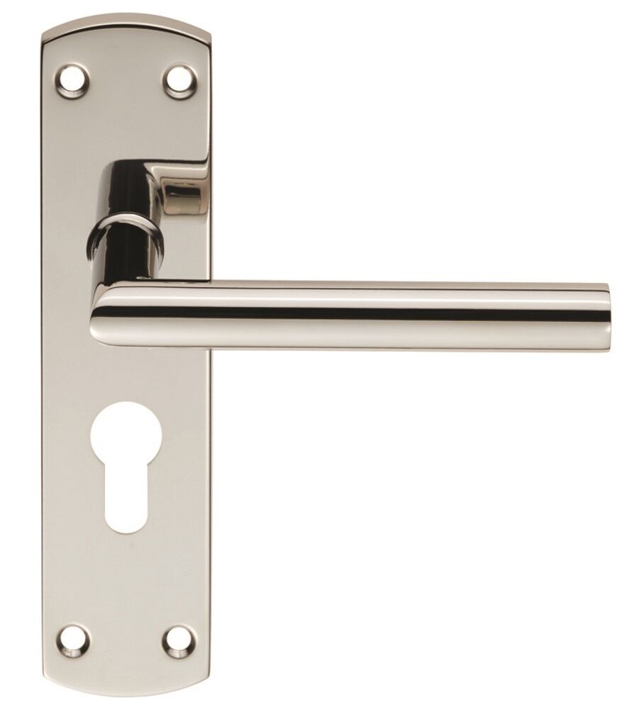 CARLISLE BRASS CSLP1162E/BSS STEELWORX MITRED CSL LEVER ON BACKPLATE - LOCK EURO PROFILE 47.5MM C/C. (172 X 44MM) - POLISHED - SET