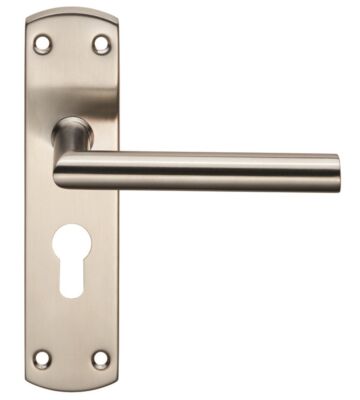 Carlisle Brass CSLP1162E/Sss Steelworx Mitred Csl Lever On Backplate – Lock Euro Profile 47.5mm C/C (172 X 44mm) – Polished -Satin – Set