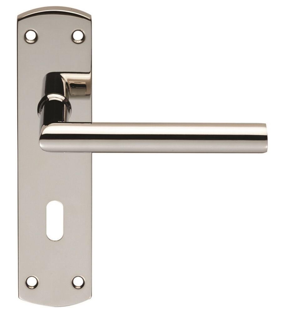 CARLISLE BRASS CSLP1162P/BSS STEELWORX MITRED CSL LEVER ON BACKPLATE - LOCK 57MM C/C (172 X 44MM) - POLISHED - SET
