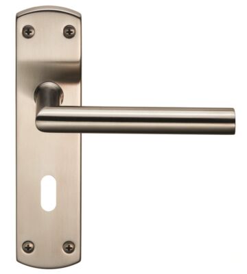 Carlisle Brass CSLP1162P/Sss Steelworx Mitred Csl Lever On Backplate – Lock 57mm C/C (172 X 44mm) – Satin – Set