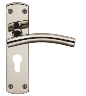 Carlisle Brass CSLP1163E/Duo Steelworx Curved -T Csl Lever On Backplate – Lock Euro Profile 47.5mm C/C (172 X 44mm) – Dual Finish – Set