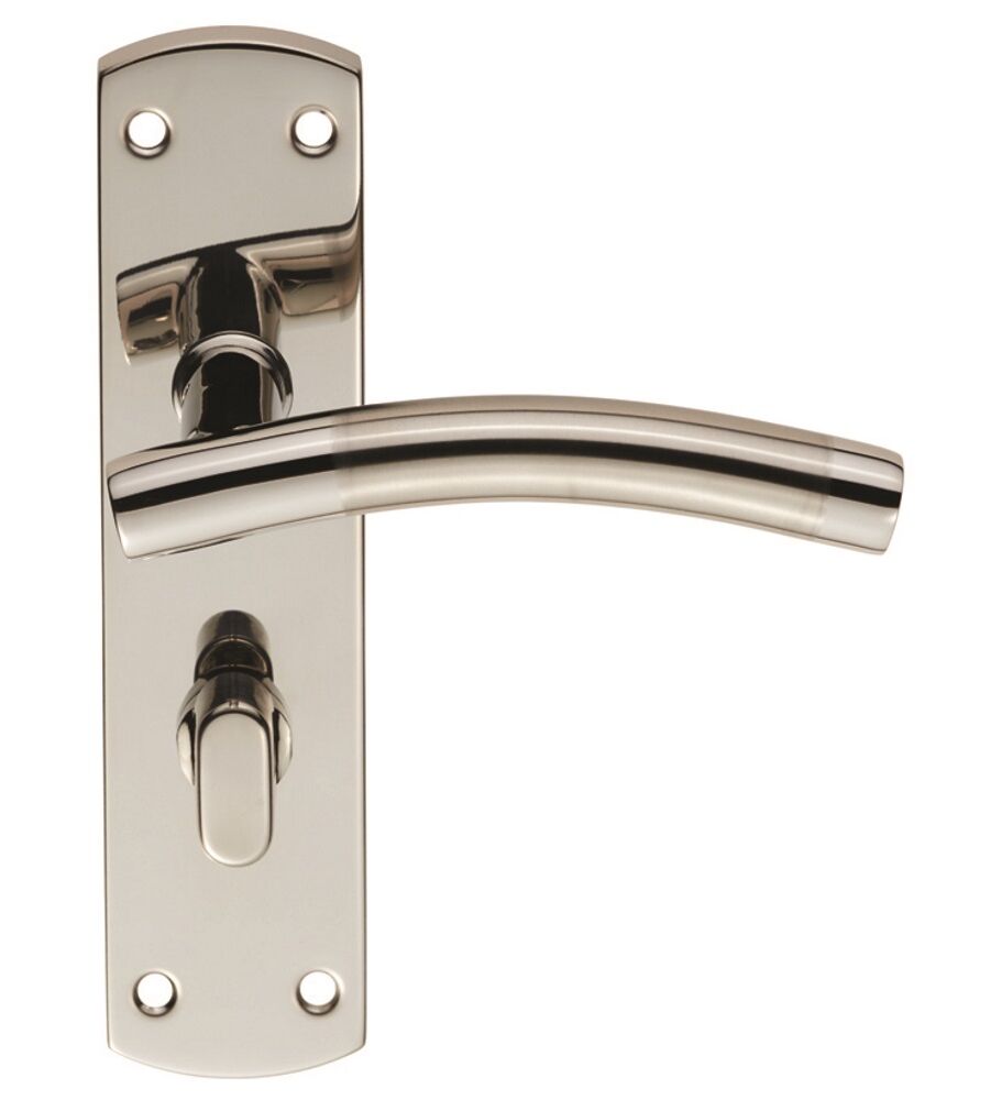 CARLISLE BRASS CSLP1163T/DUO STEELWORX CURVED -T CSL LEVER ON BACKPLATE - BATHROOM 57MM C/C (172 X 44MM) - DUAL FINISH - SET