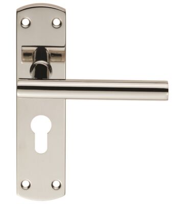 Carlisle Brass CSLP1164E/BSS Steelworx Mitred – T Csl Lever On Backplate – Lock Euro Profile 47.5mm C/C (172 X 44mm) – Polished – Set