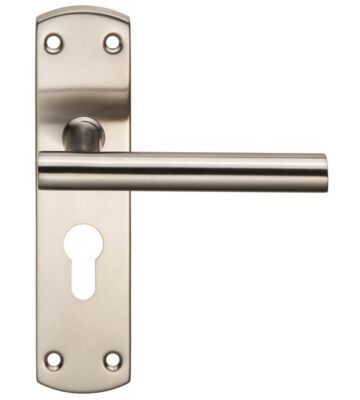 Carlisle Brass CSLP1164E/Sss Steelworx Mitred – T Csl Lever On Backplate – Lock Euro Profile 47.5mm C/C (172 X 44mm) – Satin – Set