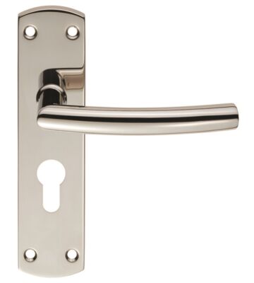Carlisle Brass CSLP1167E/BSS Steelworx Arched Csl Lever On Backplate – Lock Euro Profile 47.5mm C/C (172 X 44mm) – Polished – Set