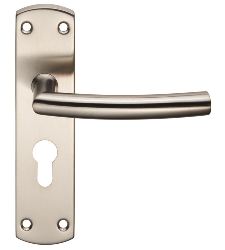 CARLISLE BRASS CSLP1167E/SSS STEELWORX ARCHED CSL LEVER ON BACKPLATE - LOCK EURO PROFILE 47.5MM C/C (172 X 44MM) -SATIN - SET