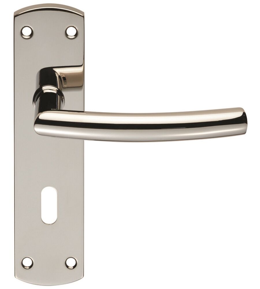 CARLISLE BRASS CSLP1167P/BSS STEELWORX ARCHED CSL LEVER ON BACKPLATE - LOCK 57MM C/C (172 X 44MM) - POLISHED - SET
