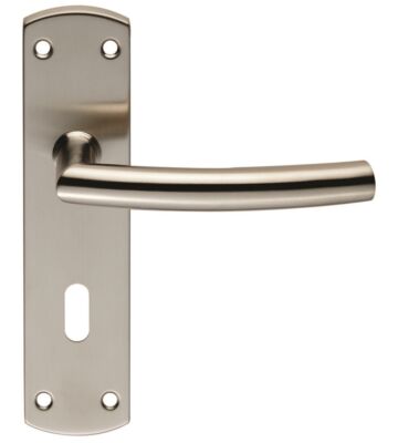 Carlisle Brass CSLP1167P/Sss Steelworx Arched Csl Lever On Backplate – Lock 57mm C/C (172 X 44mm) – Satin – Set