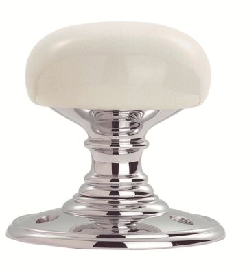 Carlisle Brass DK34PWCP Delamain Porcelain Knob (Plain White) On Pol Chrome Face Fix Rose 60mm – Pair