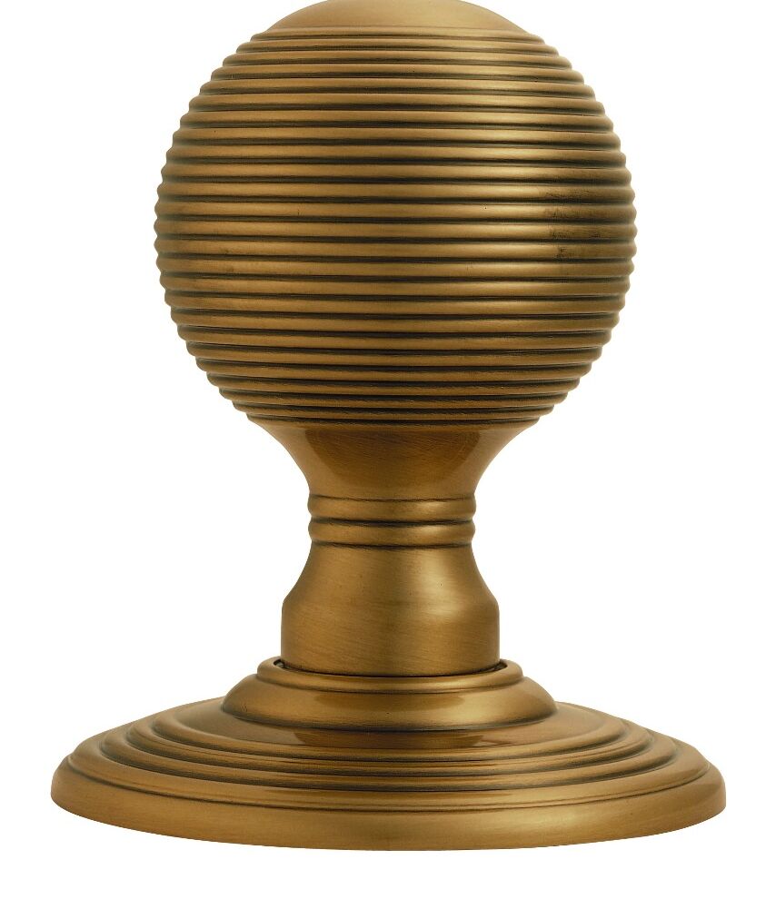 CARLISLE BRASS DK37CFB DELAMAIN REEDED KNOB (CONCEALED FIX) C/W LOCATING WASHER 51MM - PAIR