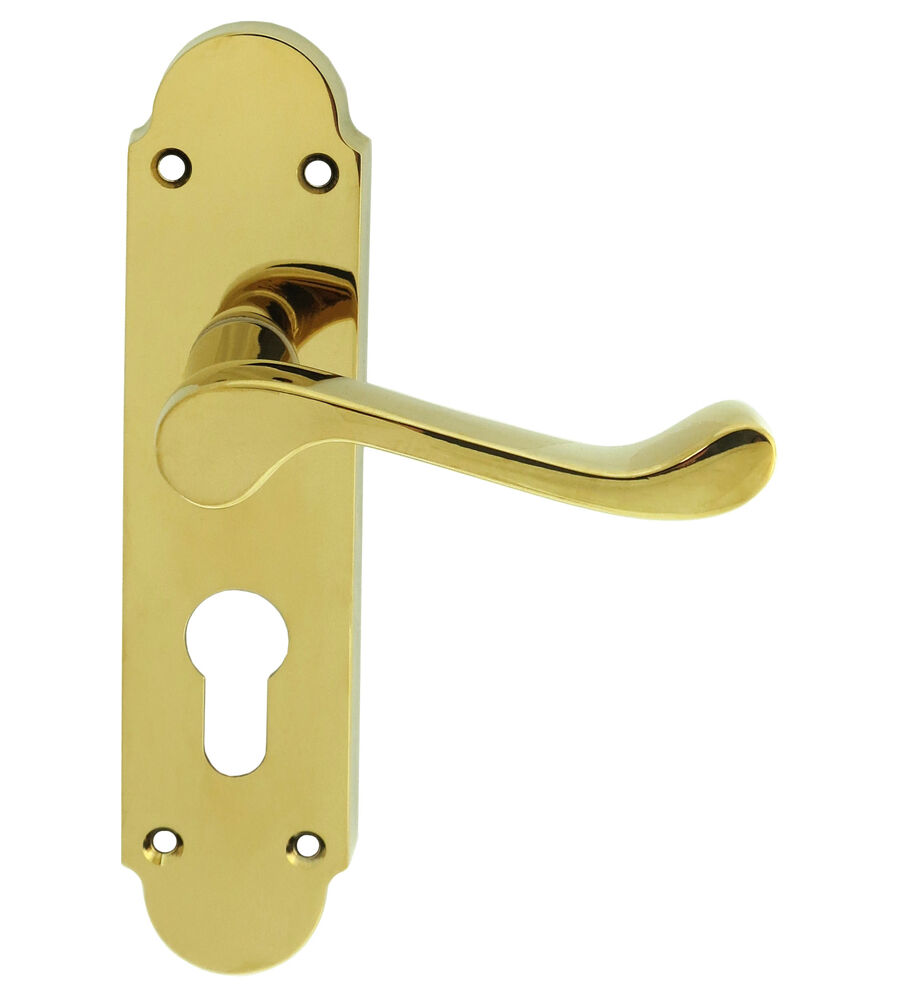 CARLISLE BRASS DL168YPVD OAKLEY LEVER ON BACKPLATE - LOCK EURO PROFILE 47.5MM C/C 170MM X 42MM - PAIR