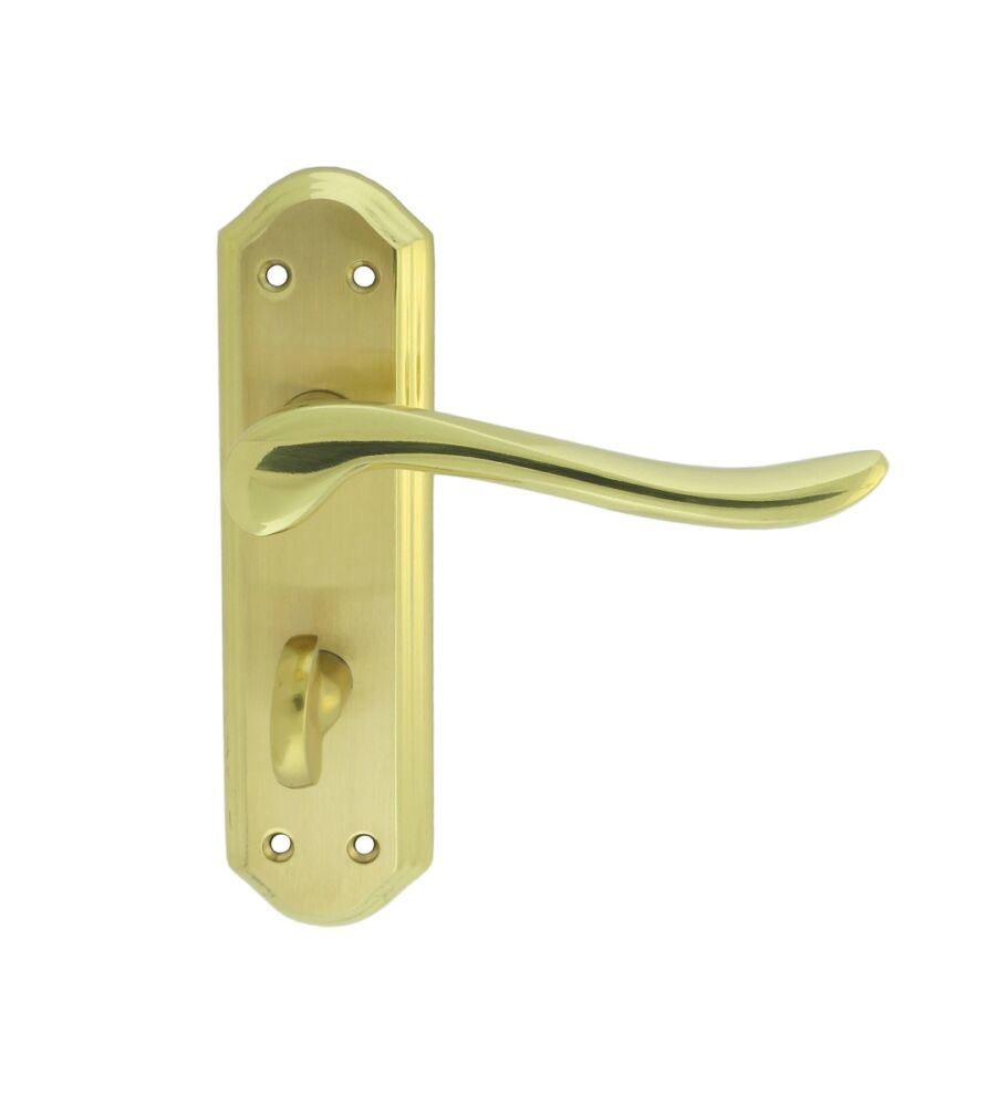 CARLISLE BRASS DL452SBPB LYTHAM LEVER ON BACKPLATE - BATHROOM 57MM C/C - SATIN BRASS BACKPLATE FACE POLISHED EDGES AND LEVER 180MM X 48MM