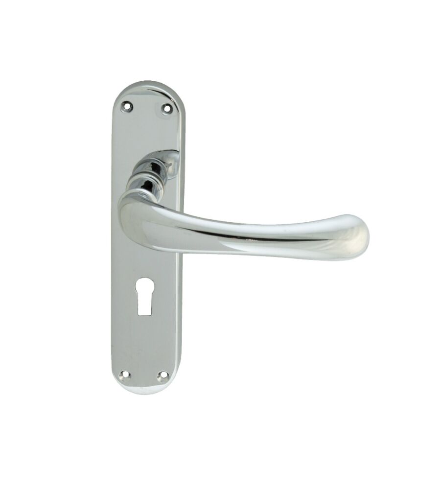 CARLISLE BRASS EL11CP IBRA LEVER ON BACKPLATE - LOCK 57MM C/C CRO (POLISHED CHROME) 185MM X 40MM - PAIR