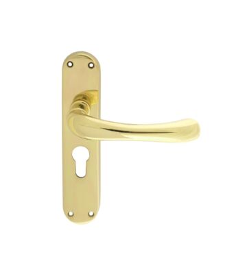 Carlisle Brass EL11Y Ibra Lever On Backplate – Lock Euro Profile 47.5mm C/C Otl (Polished Brass) 185mm X 40mm – Pair