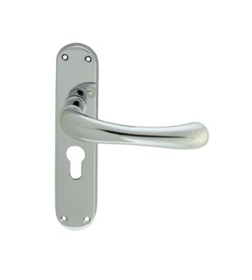 Carlisle Brass EL11YCP Ibra Lever On Backplate – Lock Euro Profile 47.5mm C/C Cro (Polished Chrome) 185mm X 40mm – Pair