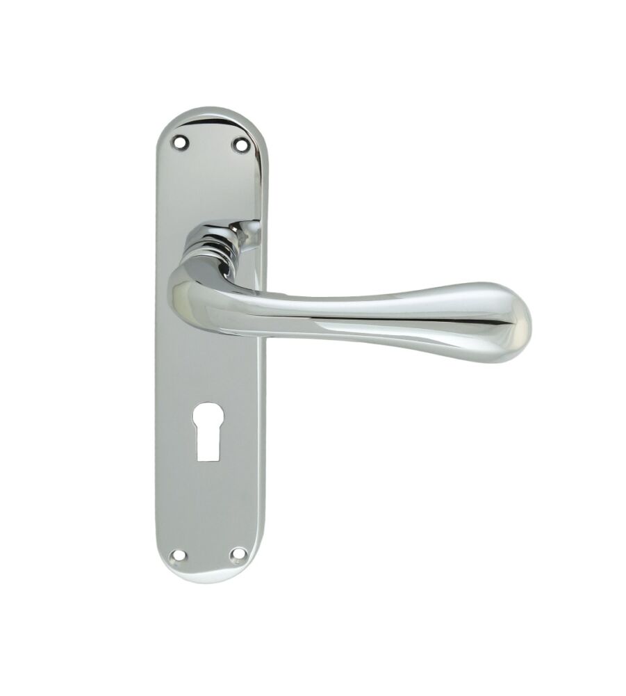 CARLISLE BRASS EL21CP ASTRO LEVER ON BACKPLATE - LOCK 57MM C/C CRO (POLISHED CHROME) 185MM X 40MM - PAIR
