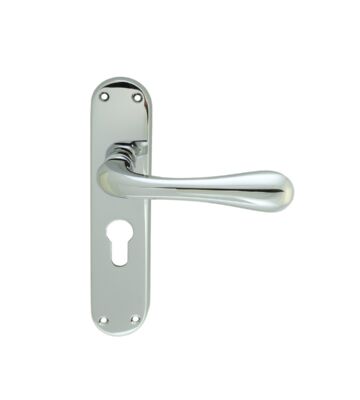 Carlisle Brass EL21YCP Astro Lever On Backplate – Lock Euro Profile 47.5mm C/C Cro (Polished Chrome) 185mm X 41mm – Pair