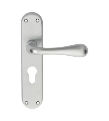 Carlisle Brass EL21YSC Astro Lever On Backplate – Lock Euro Profile 47.5mm C/C Csa (Satin Chrome) 185mm X 41mm – Pair