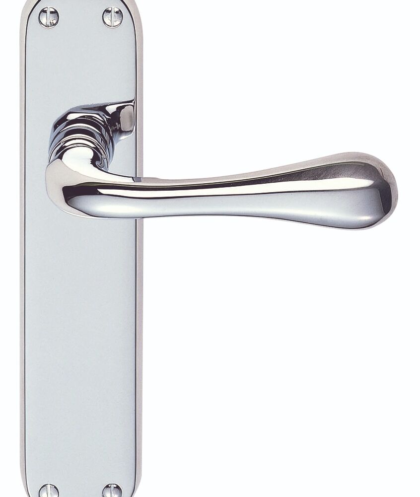 CARLISLE BRASS EL22CP ASTRO LEVER ON BACKPLATE - LATCH CRO (POLISHED CHROME) 185MM X 40MM - PAIR