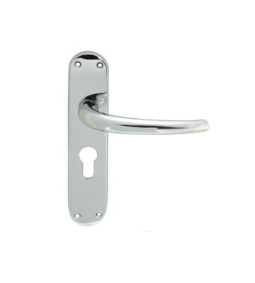 Carlisle Brass EL31YCP Lilla Lever On Backplate – Lock Euro Profile 47.5mm C/C Cro (Polished Chrome) 185mm X 40mm – Pair