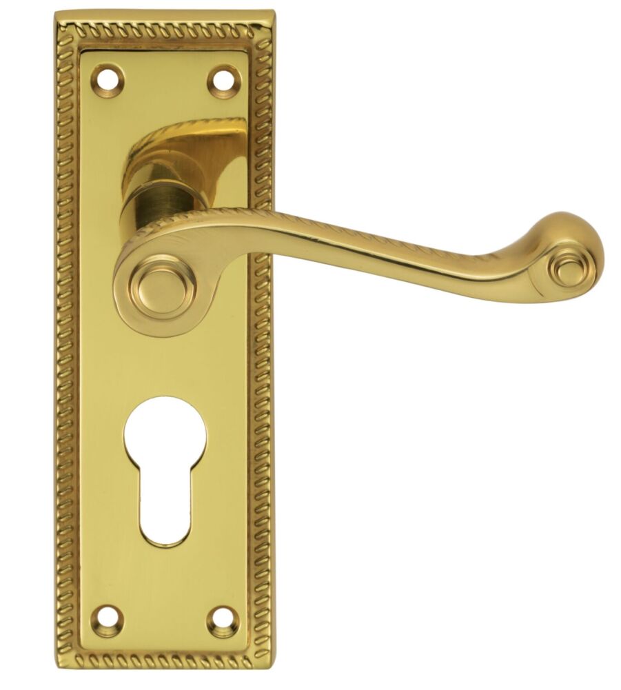 CARLISLE BRASS FG1Y GEORGIAN LEVER ON BACKPLATE - LOCK EURO PROFILE 47.5MM C/C 150MM X 48MM - PAIR