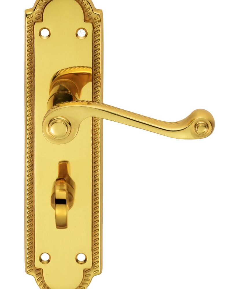 CARLISLE BRASS FG27WC GEORGIAN LEVER ON SHAPED BACKPLATE - BATHROOM 57MM C/C 204MM X 48MM - PAIR