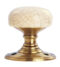 CARLISLE BRASS DK34ICFB DELAMAIN PORCELAIN KNOB (IVORY CRACKLE GLAZE) ON FLORENTINE BRONZE FACE FIX ROSE 60MM - PAIR