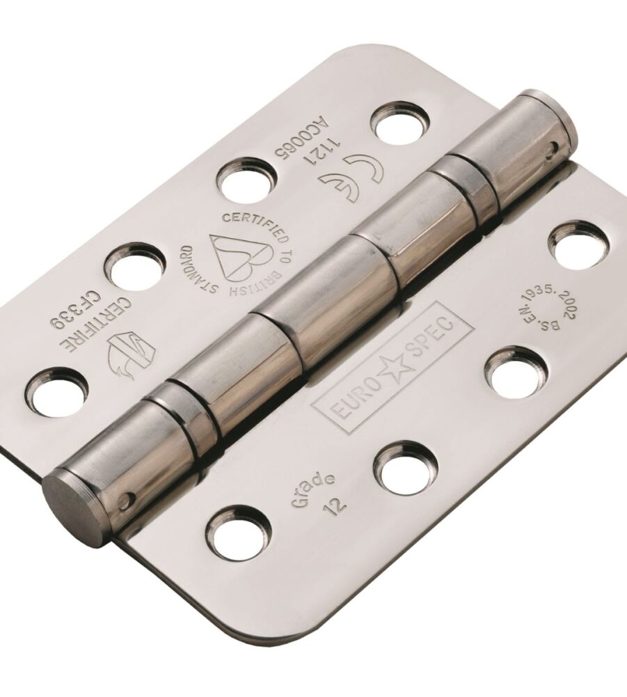 CARLISLE BRASS HIN14325/13SSS/R EUROSPEC 102 X 76 X 2.5MM RADIUS BALL BEARING HINGE - GRADE 13 - PACK(3)