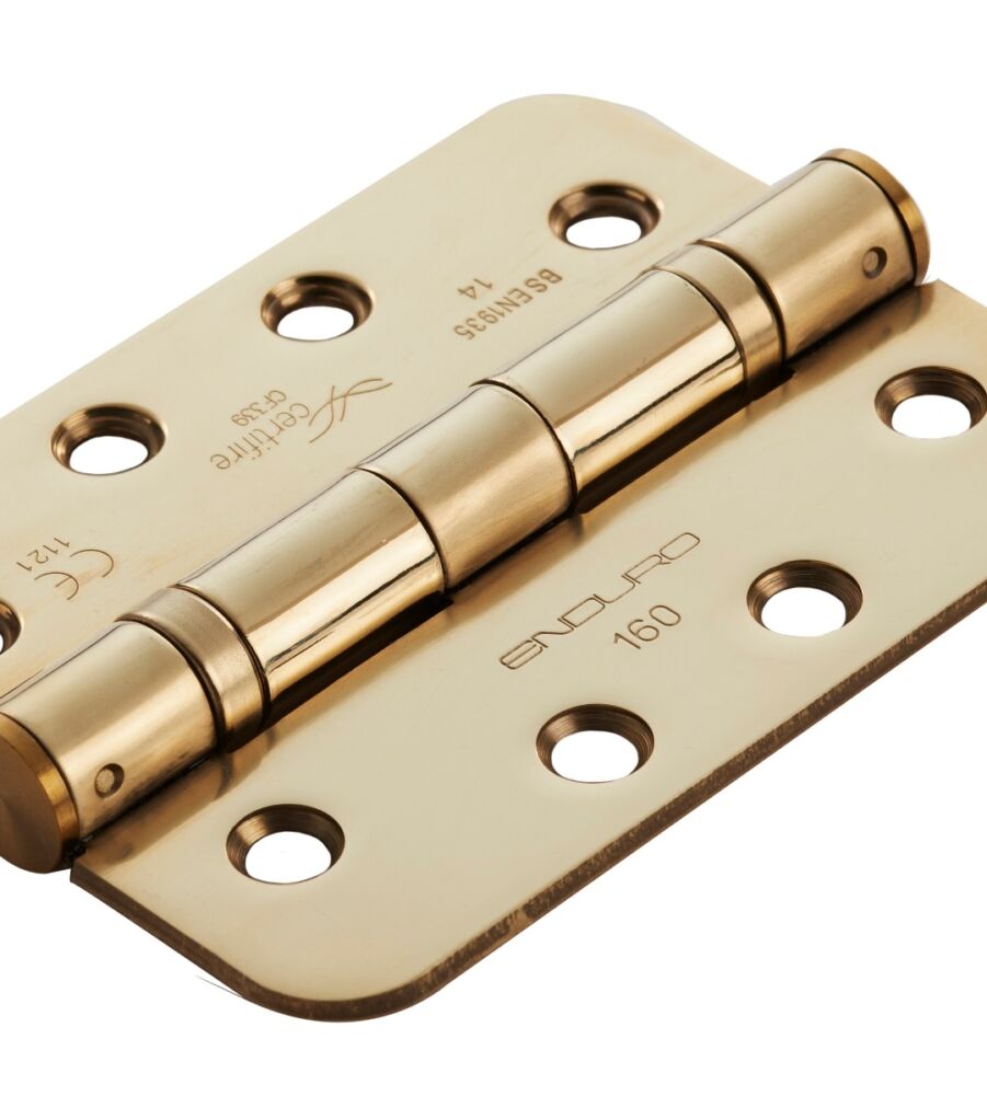 CARLISLE BRASS HIN1433/14PVD/R CE14 4 X 3 X 3 BALL BEARING 5 KNUCKLE HINGE ( RADIUS ) 102 X 76 X 3MM - PAIR