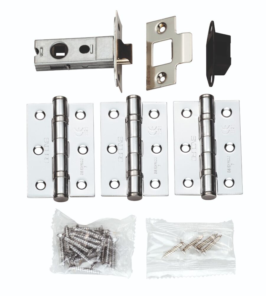 CARLISLE BRASS LPG725CP LATCH PACK - PAIR AND HALF HINGES & 2.5 INCH BOLT THROUGH LATCH - PACK