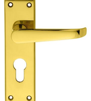 Carlisle Brass CBV30Y Victorian Flat Lever On Backplate – Lock Euro Profile 47.5mm C/C (Contract Range) 155mm X 40mm – Pair