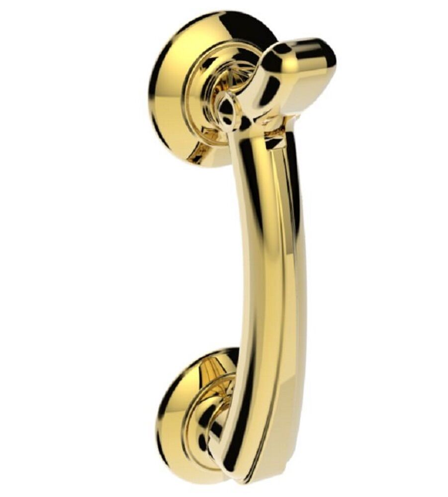 CARLISLE BRASS M43 DOOR KNOCKER ON ROSE. POLISHED BRASS 95MM C/C